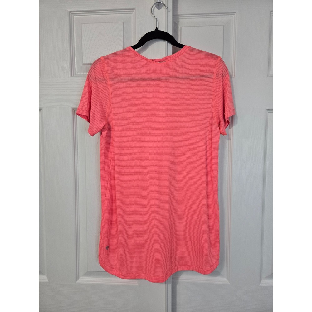 Lululemon Swiftly Tech Short Sleeve V-Neck Shirt Neon Pink Coral Womens Size 8 - Picture 4 of 7